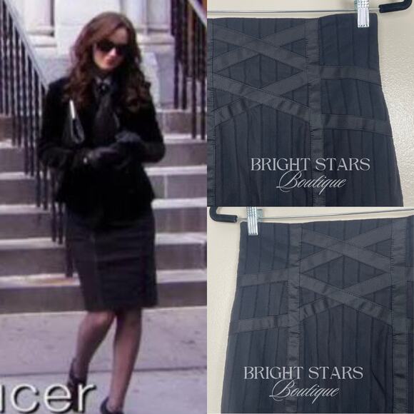Rare Vintage Pencil Skirt ASO Blair Waldorf Gossip Girl Black Knee Length - Picture 3 of 11